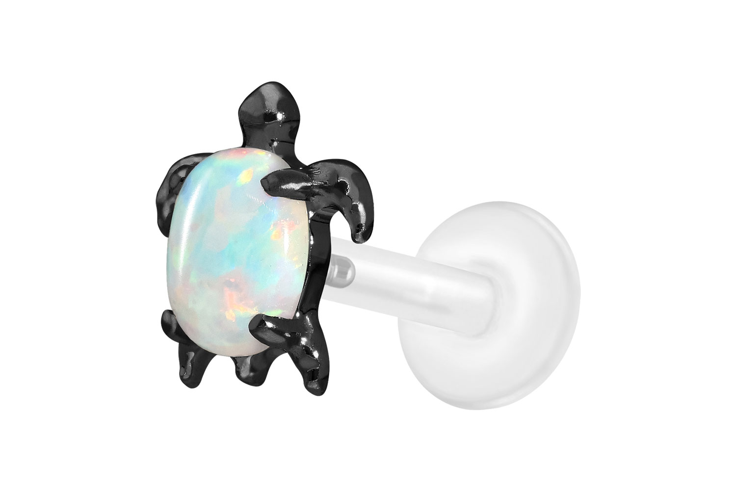 PTFE Labret Piercing mit Innengewinde + Titan-Aufsatz SCHILDKRÖTE